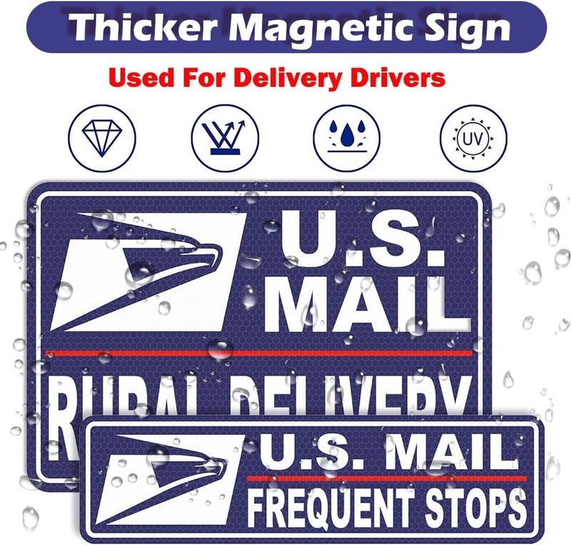 ROMINVIC Car Magnets Postal,Heavy Duty U.S. Reflective Mail Delivery Driver Magnetic Signs,4pcs Car Magnets Rural Carrier Delivery for Cars, SUV, Trucks,Bumper Sticker - Image 2